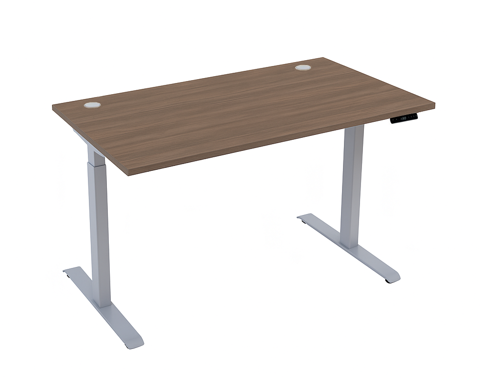 Стіл з електричним регулюванням висоти, двомоторний 2-ступеневий, з двома заглушками, АЛМАНТ, 1600х800х718-1223 мм.